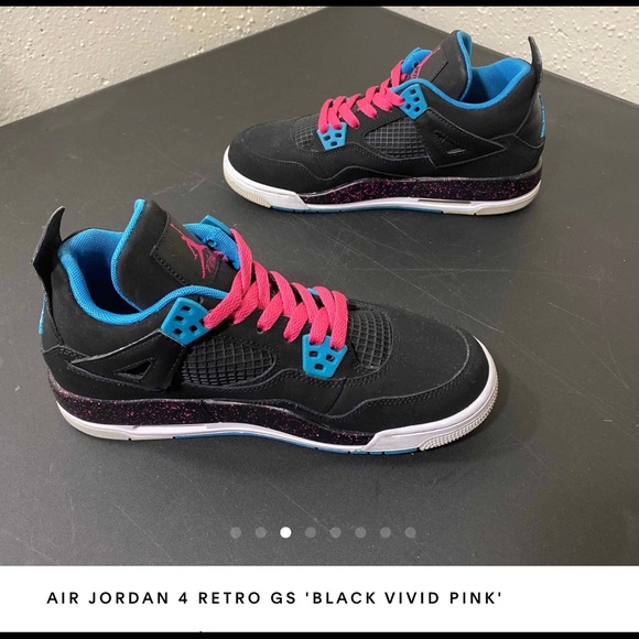 Jordan 4 Retro Black Vivid Pink Dynamic Blue (GS) - Picture 3 of 8